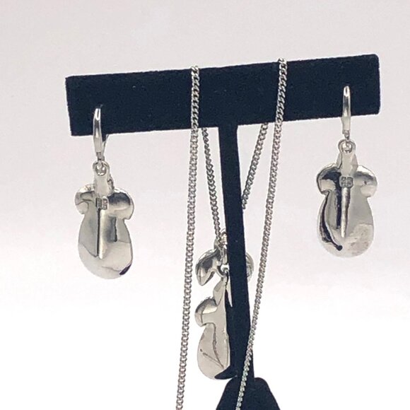 Crystal Amethyst Color Pear Shaped Necklace Pendant and Pierced Earrings Set - Picture 6 of 11